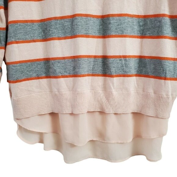 Market & Spruce Sweater Womens Small Striped Split Back Multicolor Soft Crew Top - Picture 3 of 11